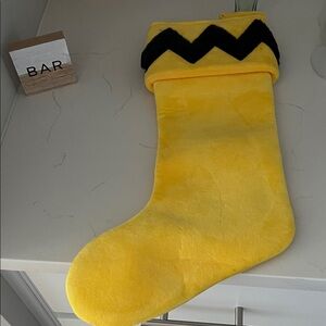 Yellow Zigzag Christmas Stocking -Charlie Brown